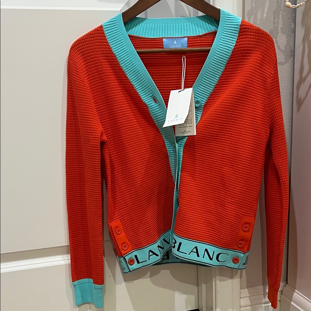 NEW!!! Lanvin Vibrant Orange and Mint Cardigan
